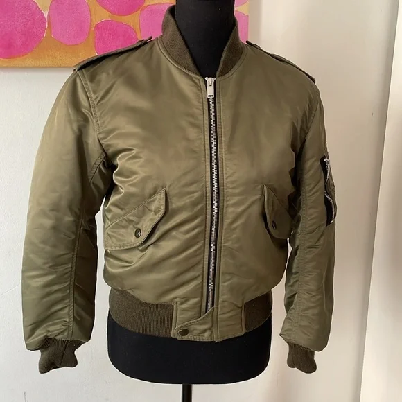 💚 Saint Laurent Green Padded Bomber Jacket - Picture 4 of 12